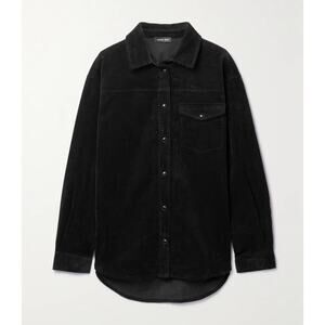ANINE BING Simon Sloan Shirt Black Corduroy Button Down Long Sleeve Shacket NWT